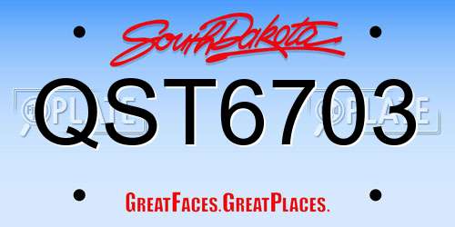 QST6703 South Dakota License Plate