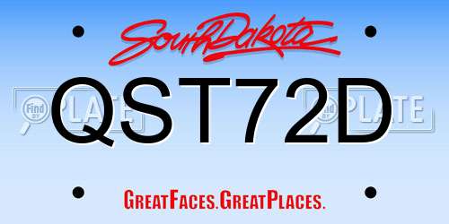 QST72D South Dakota License Plate