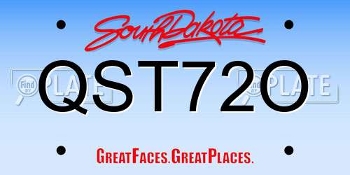 QST72O South Dakota License Plate