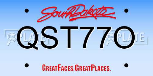 QST77O South Dakota License Plate