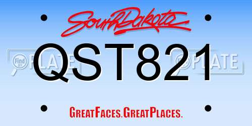 QST821 South Dakota License Plate