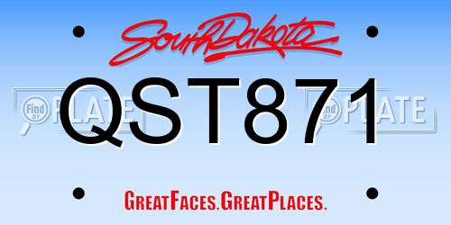 QST871 South Dakota License Plate