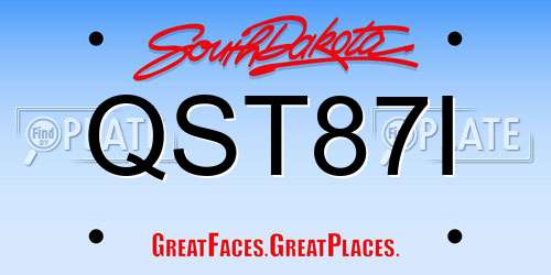 QST87I South Dakota License Plate