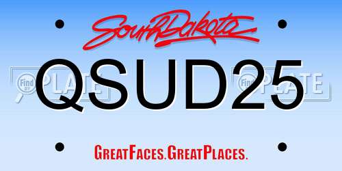 QSUD25 South Dakota License Plate