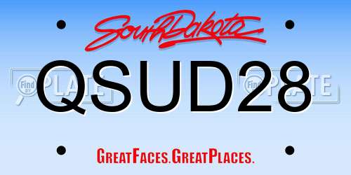 QSUD28 South Dakota License Plate