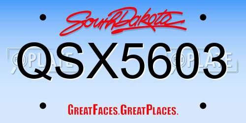 QSX5603 South Dakota License Plate