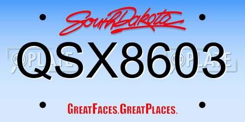 QSX8603 South Dakota License Plate