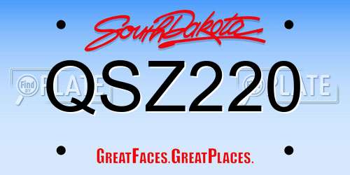 QSZ220 South Dakota License Plate