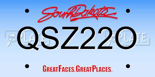 QSZ22O South Dakota License Plate