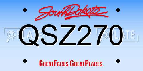 QSZ270 South Dakota License Plate