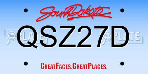 QSZ27D South Dakota License Plate