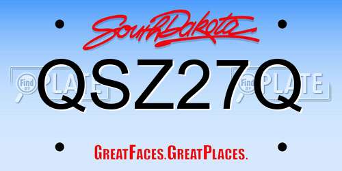 QSZ27Q South Dakota License Plate