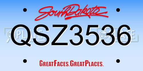 QSZ3536 South Dakota License Plate