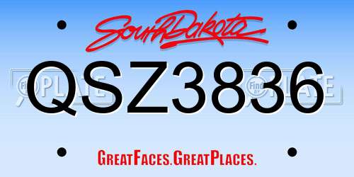 QSZ3836 South Dakota License Plate