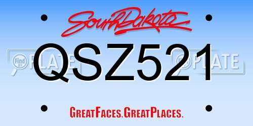 QSZ521 South Dakota License Plate