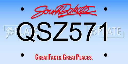QSZ571 South Dakota License Plate