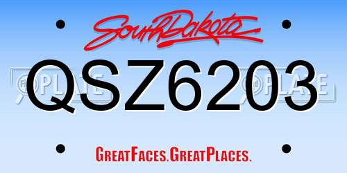 QSZ6203 South Dakota License Plate