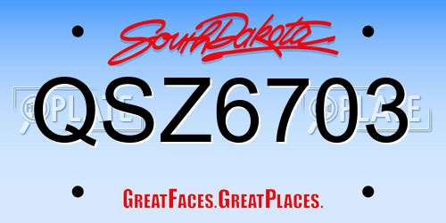 QSZ6703 South Dakota License Plate