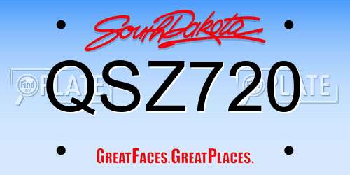 QSZ720 South Dakota License Plate