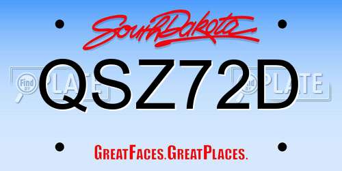 QSZ72D South Dakota License Plate
