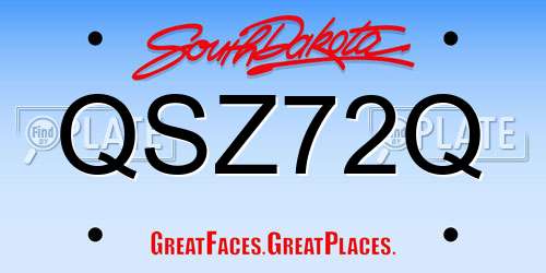 QSZ72Q South Dakota License Plate