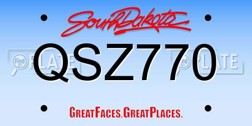 QSZ770 South Dakota License Plate