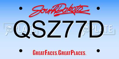 QSZ77D South Dakota License Plate