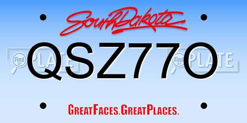 QSZ77O South Dakota License Plate