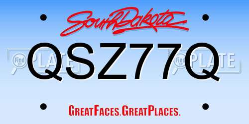 QSZ77Q South Dakota License Plate