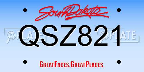 QSZ821 South Dakota License Plate