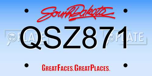 QSZ871 South Dakota License Plate
