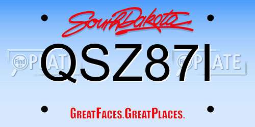 QSZ87I South Dakota License Plate