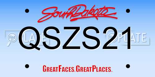 QSZS21 South Dakota License Plate
