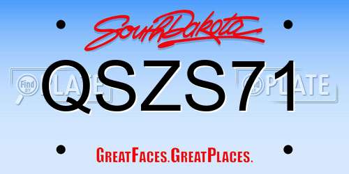 QSZS71 South Dakota License Plate