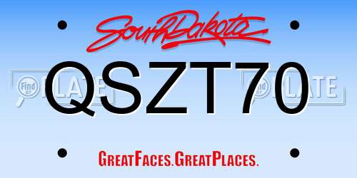 QSZT70 South Dakota License Plate