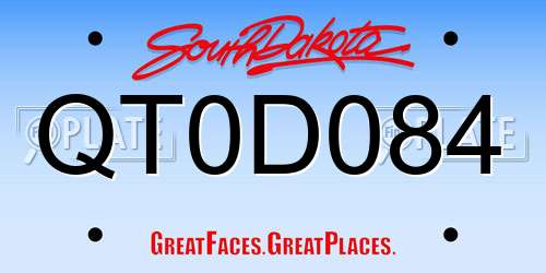 QT0D084 South Dakota License Plate