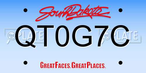 QT0G7C South Dakota License Plate