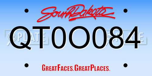 QT0O084 South Dakota License Plate