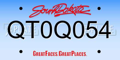 QT0Q054 South Dakota License Plate