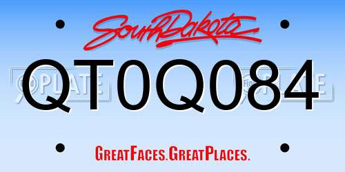 QT0Q084 South Dakota License Plate