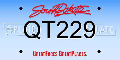QT229 South Dakota License Plate