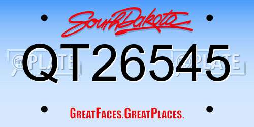 QT26545 South Dakota License Plate