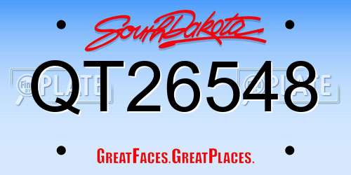 QT26548 South Dakota License Plate