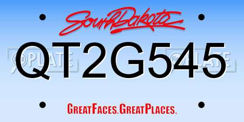 QT2G545 South Dakota License Plate