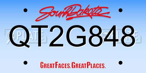 QT2G848 South Dakota License Plate