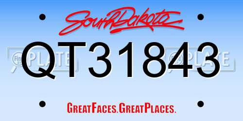 QT31843 South Dakota License Plate