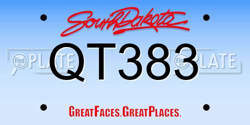 QT383 South Dakota License Plate