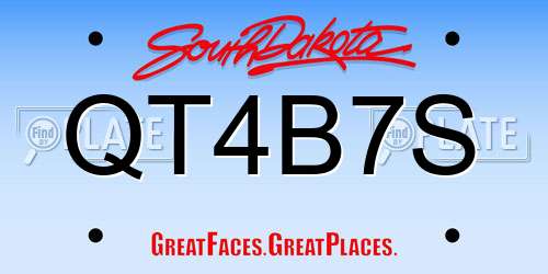 QT4B7S South Dakota License Plate