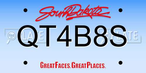 QT4B8S South Dakota License Plate