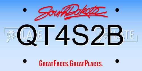 QT4S2B South Dakota License Plate